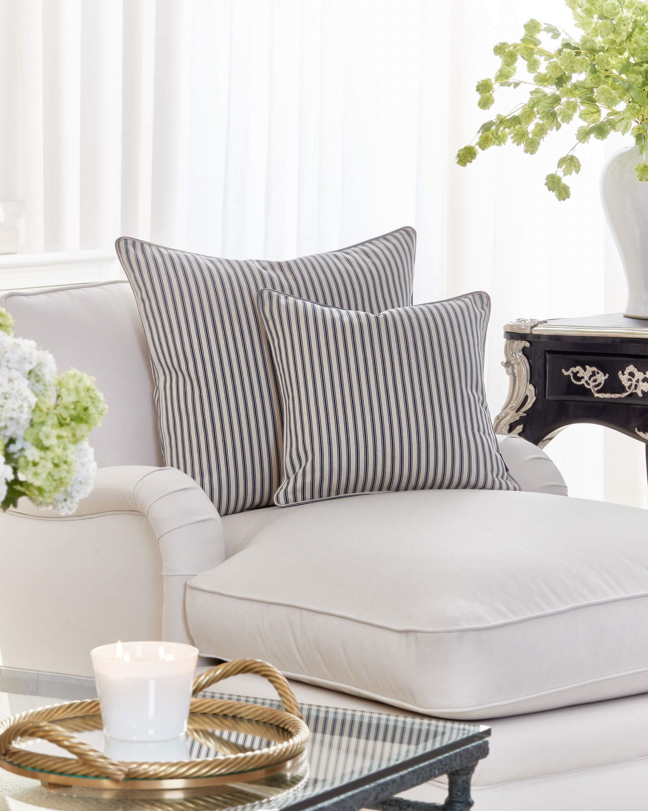 Ethel kuddfodral blå/vit