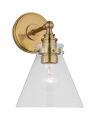 Parkington Small Single Wall Light Antique Brass/Clear glass