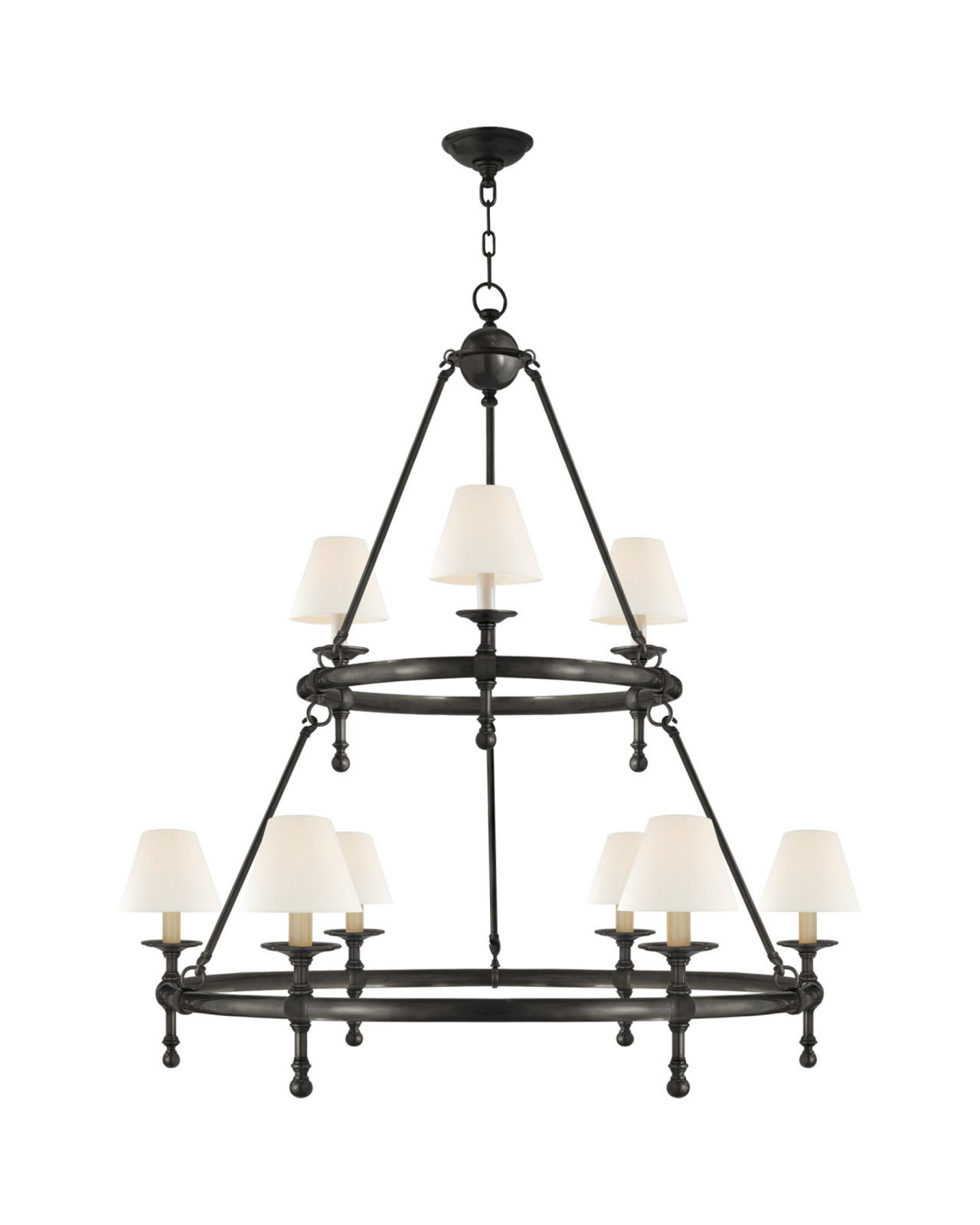 Classic Two-Tier Ring Chandelier Bronze