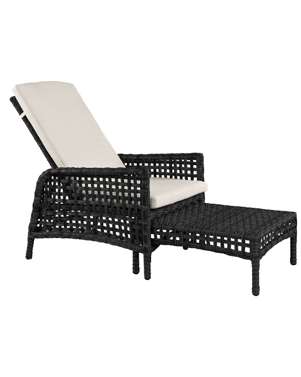 Tampa sun lounger black/gray cushion set off-white