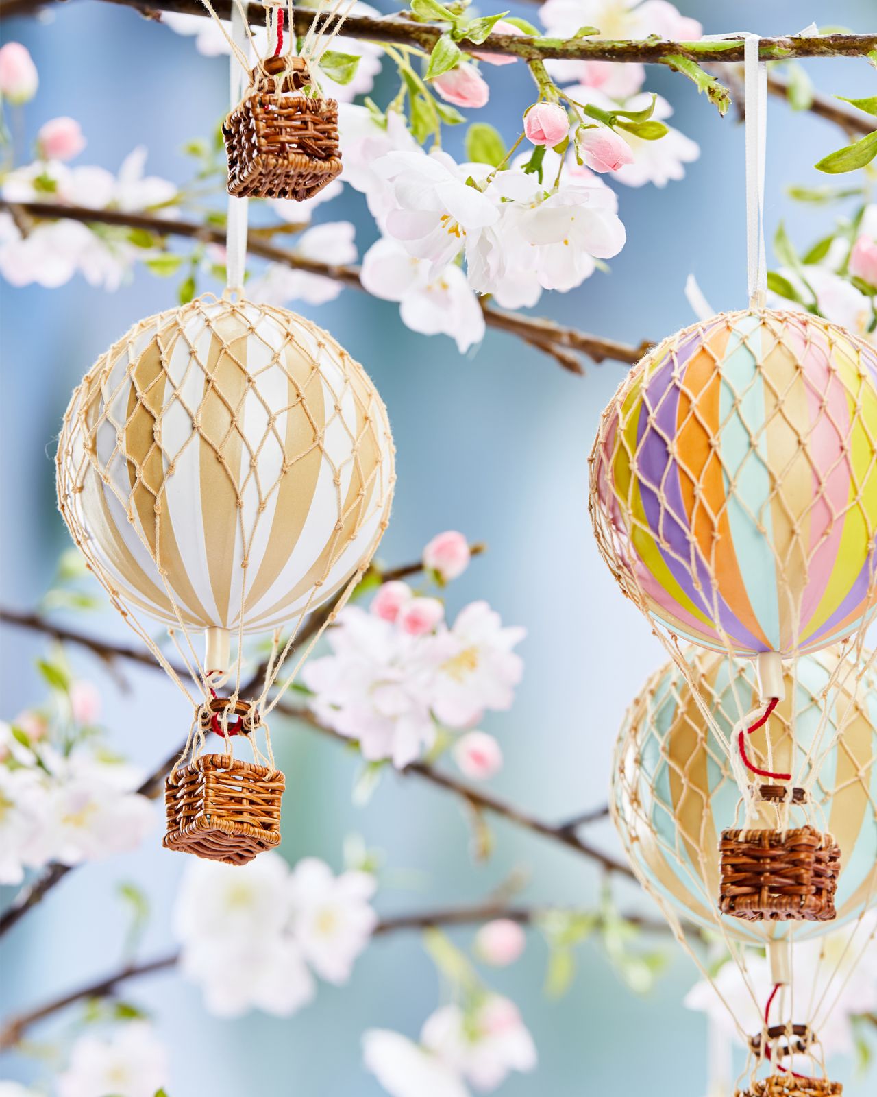 Hot Air Balloon Floating The Skies White
