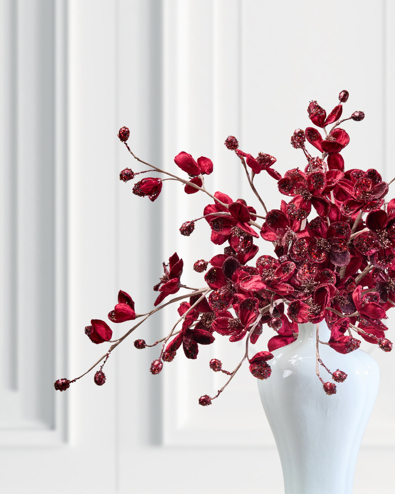 Magnolia Blossom dekorationskvist vinröd