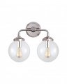 Bistro Double Light Curved Sconce Polished Nickel/Clear