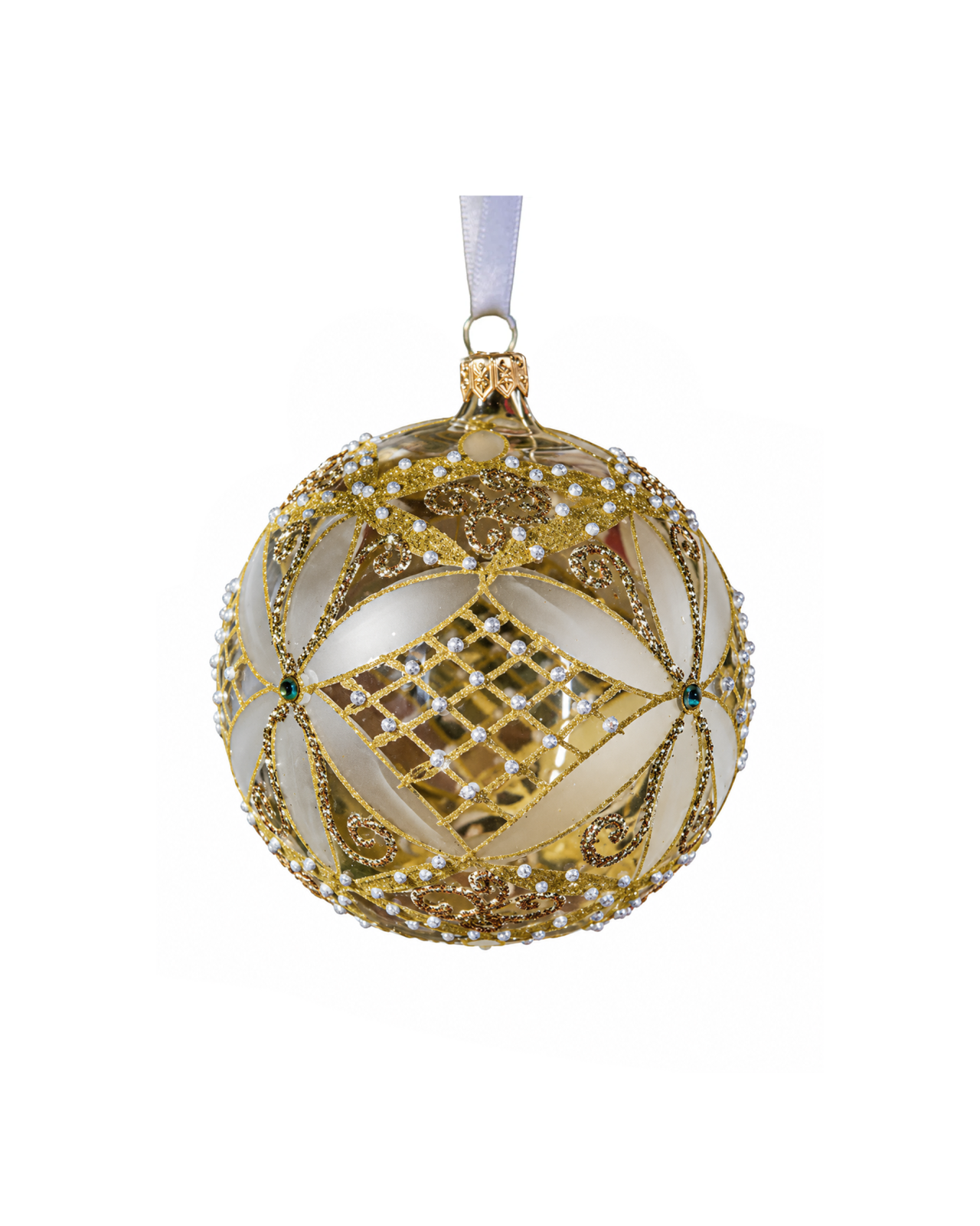Lux Oriana bauble clear glass/gold 10cm