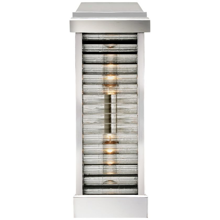 Dunmore Tall  Louver Rounded Glass Sconce Polished Nickel