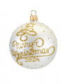 Lux Merry Christmas Bauble White/Gold 2024