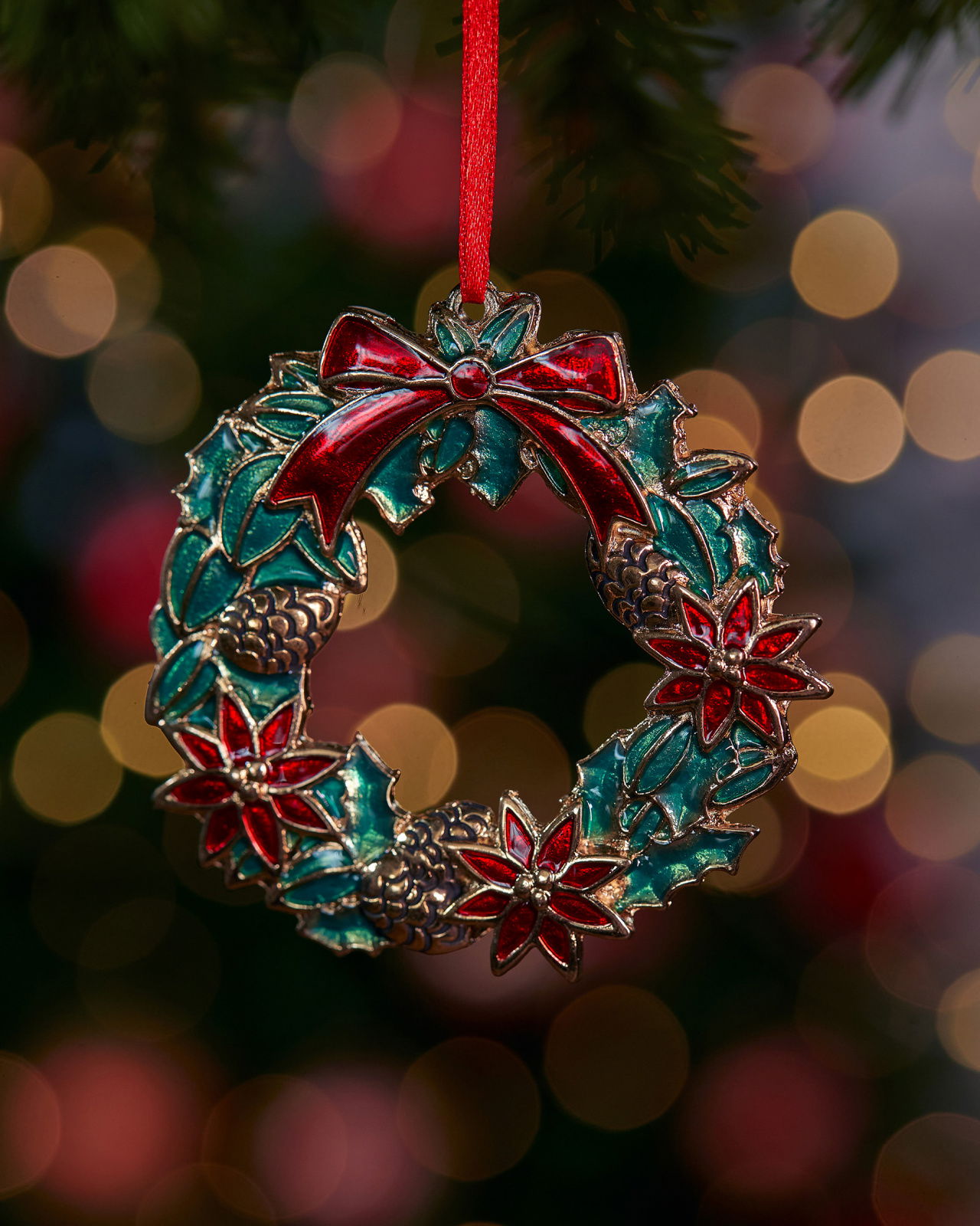Estelle Christmas Wreath Ornament Green