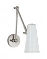 Antonio Adjustable Two Arm Wall Lamp Polished Nickel/Antique White Shade