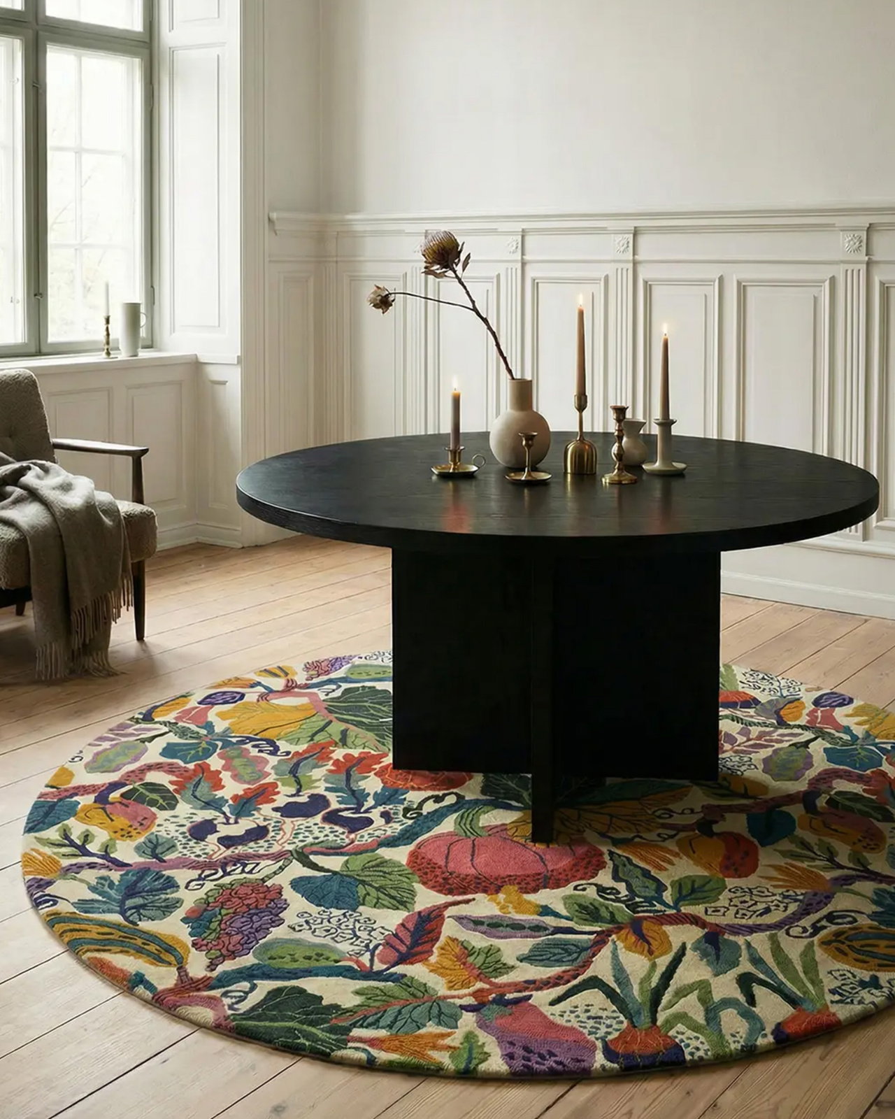 Heritage Garden round rug cream