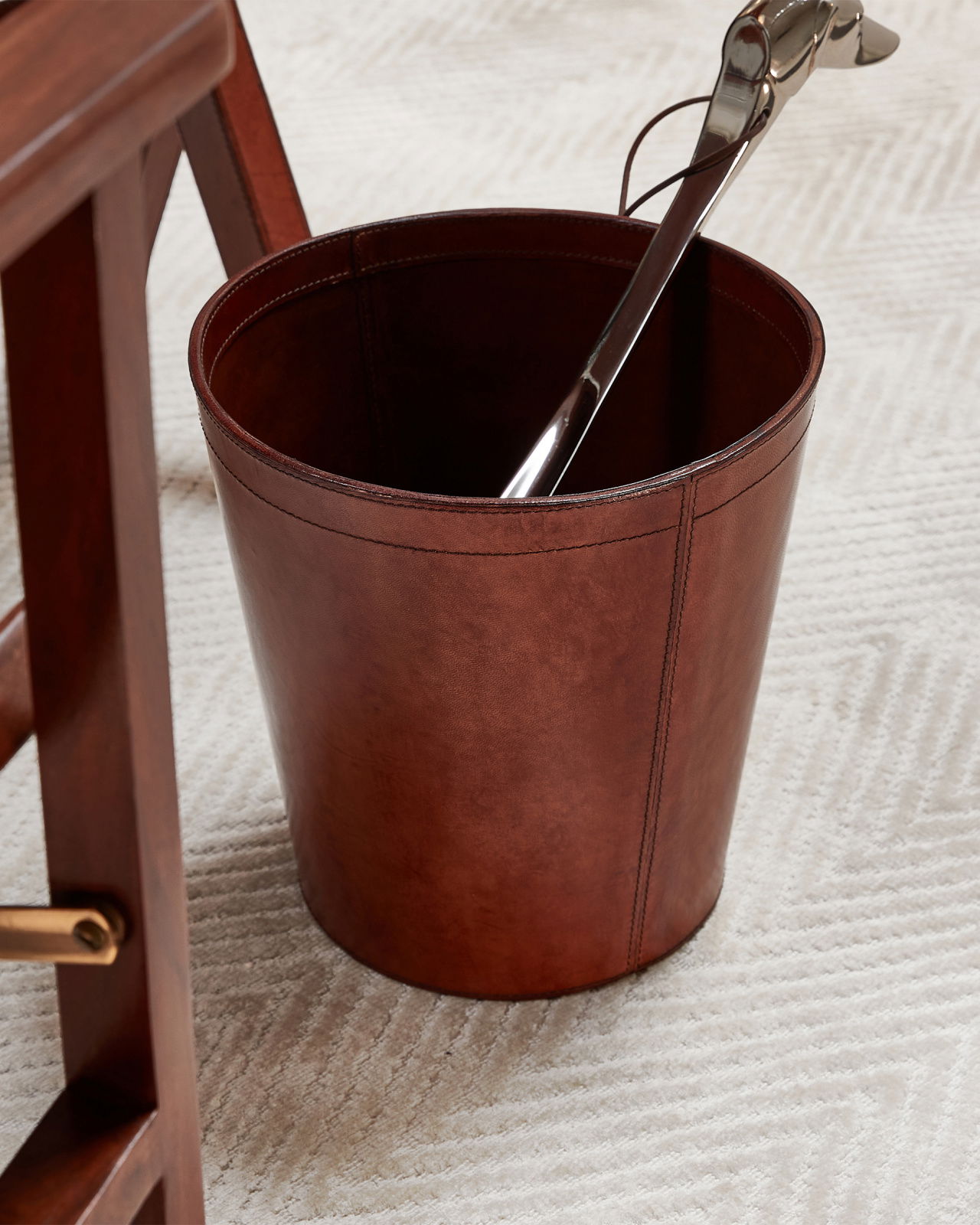 Kensington papperskorg läder rund