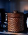 Cognac Storage Basket With Lid Rattan