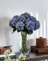 Hortensia – afskåret blomst i blå/grøn