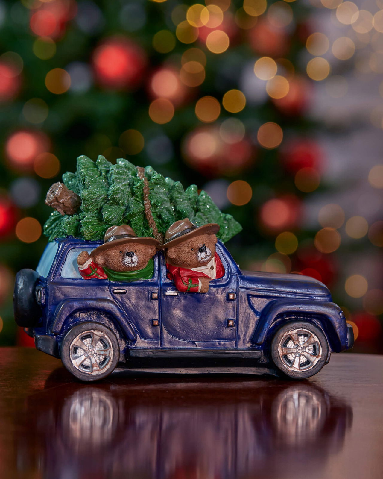 Björnar i bil juldekoration