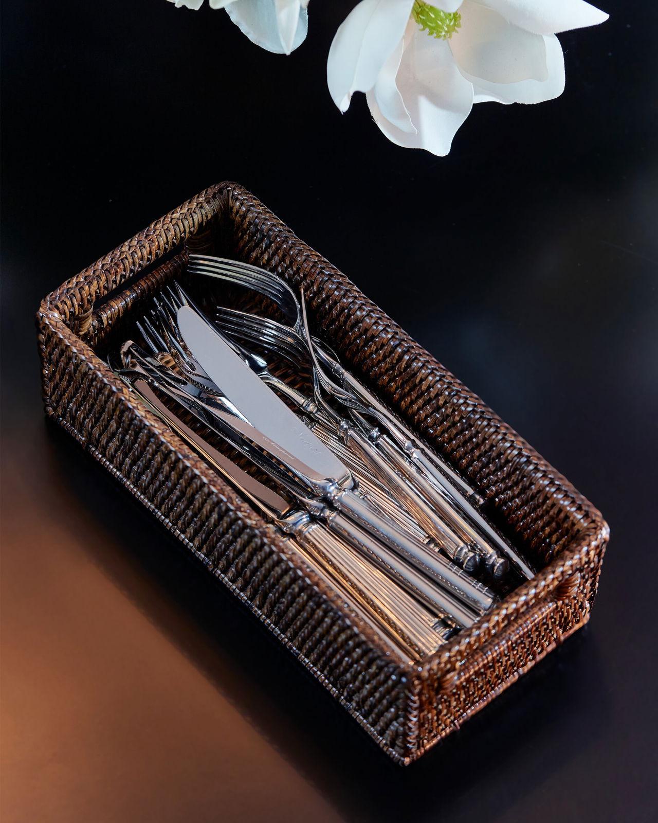 Cognac korg rektangulär rotting