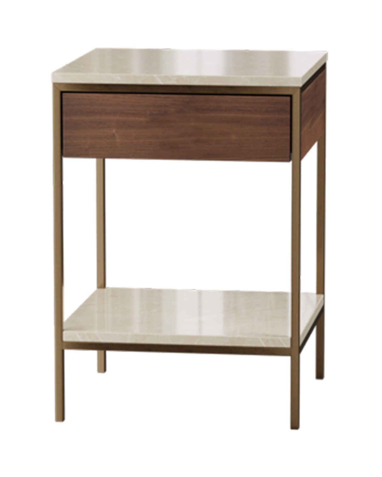 Erin SIde Table Table Brass Walnut Beige