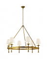 Classic Ring Chandelier Hand-Rubbed Antique Brass/Linen Shades