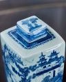 Square Tea Jar Blue/White