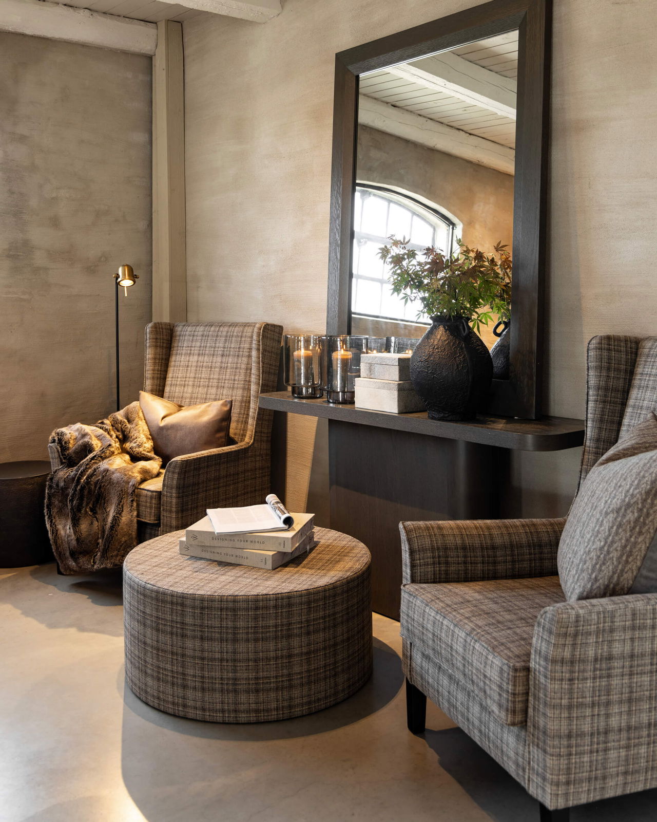 Rockwell fåtölj callum plaid brown