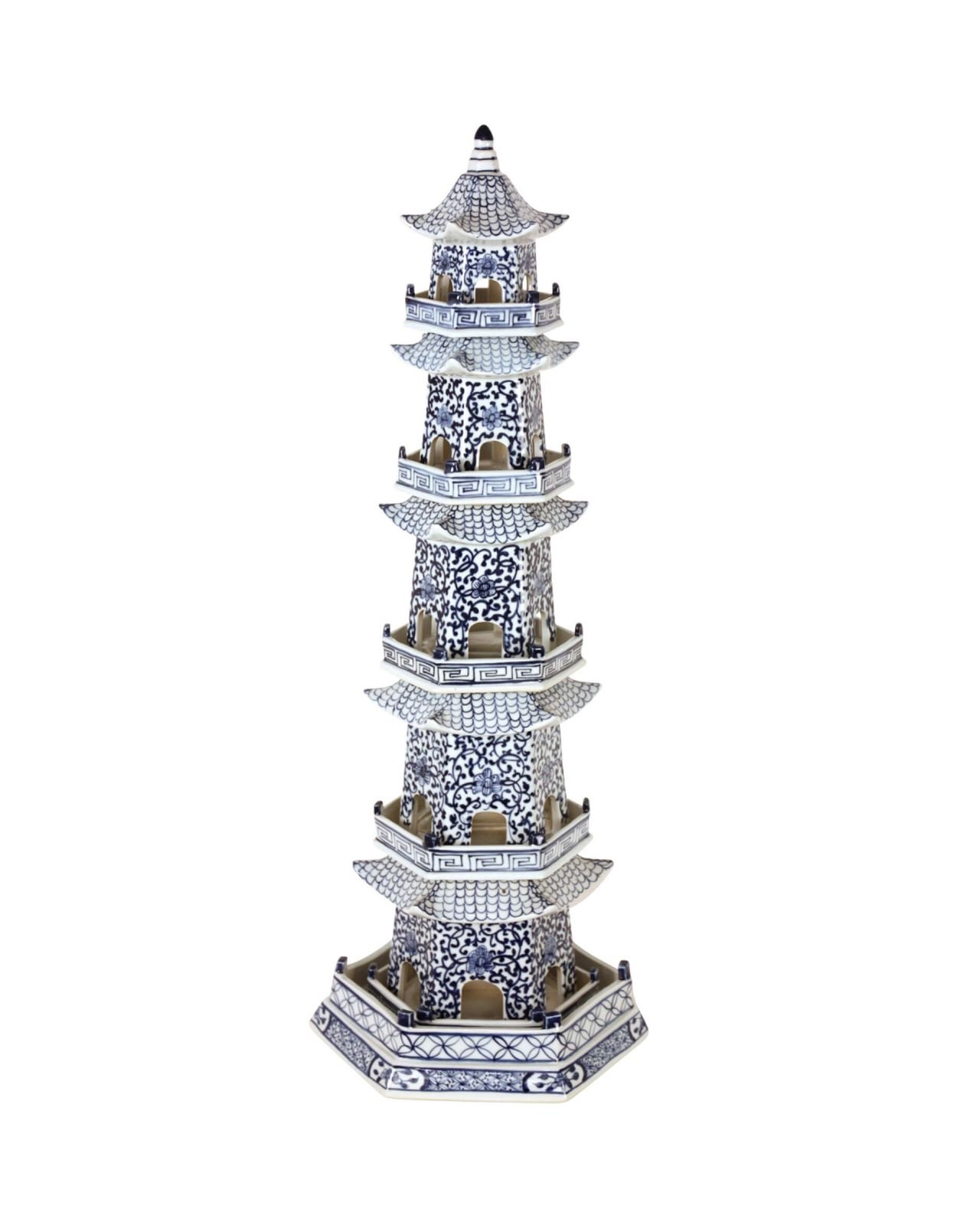 Pagoda dekoration blå/hvid
