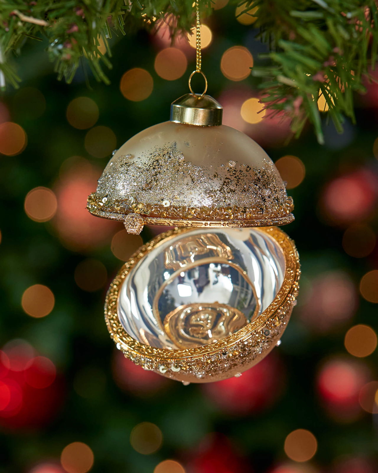 Tyne kerstbal kan open goud 9cm