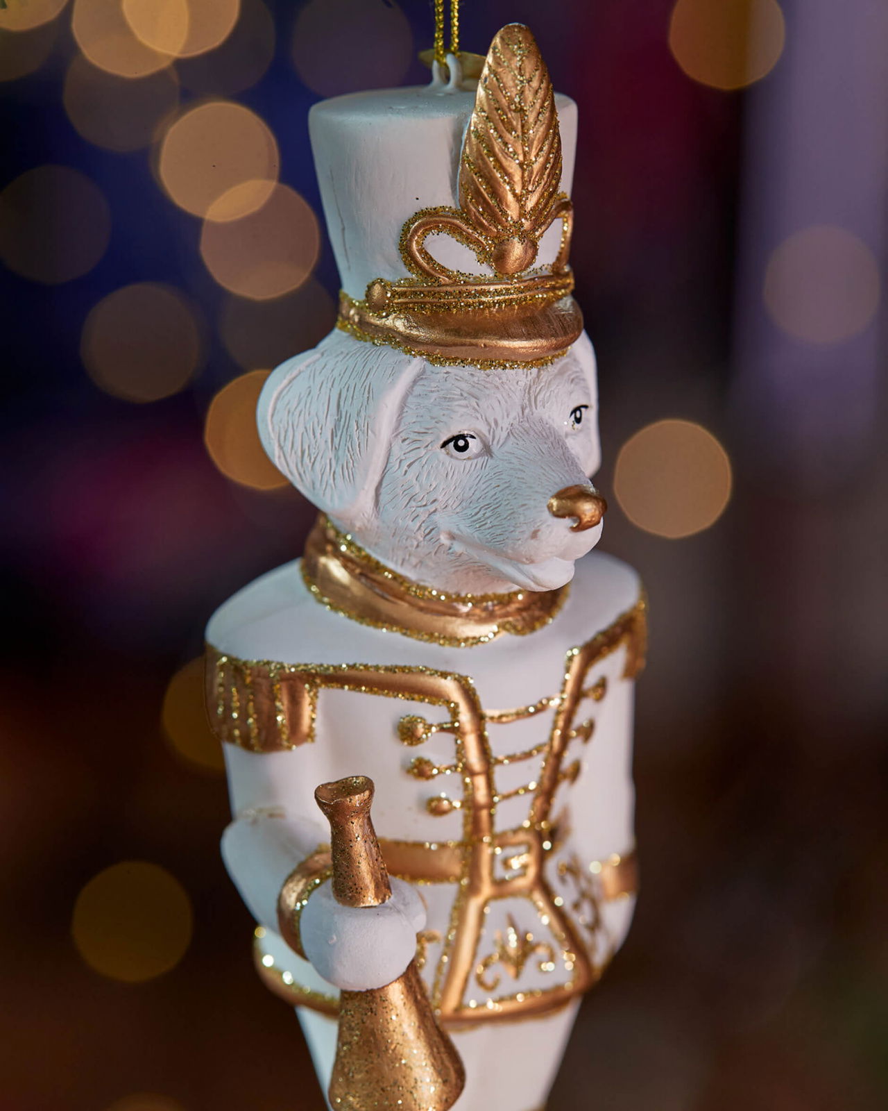 Cassian hund julgransdekoration vit/guld