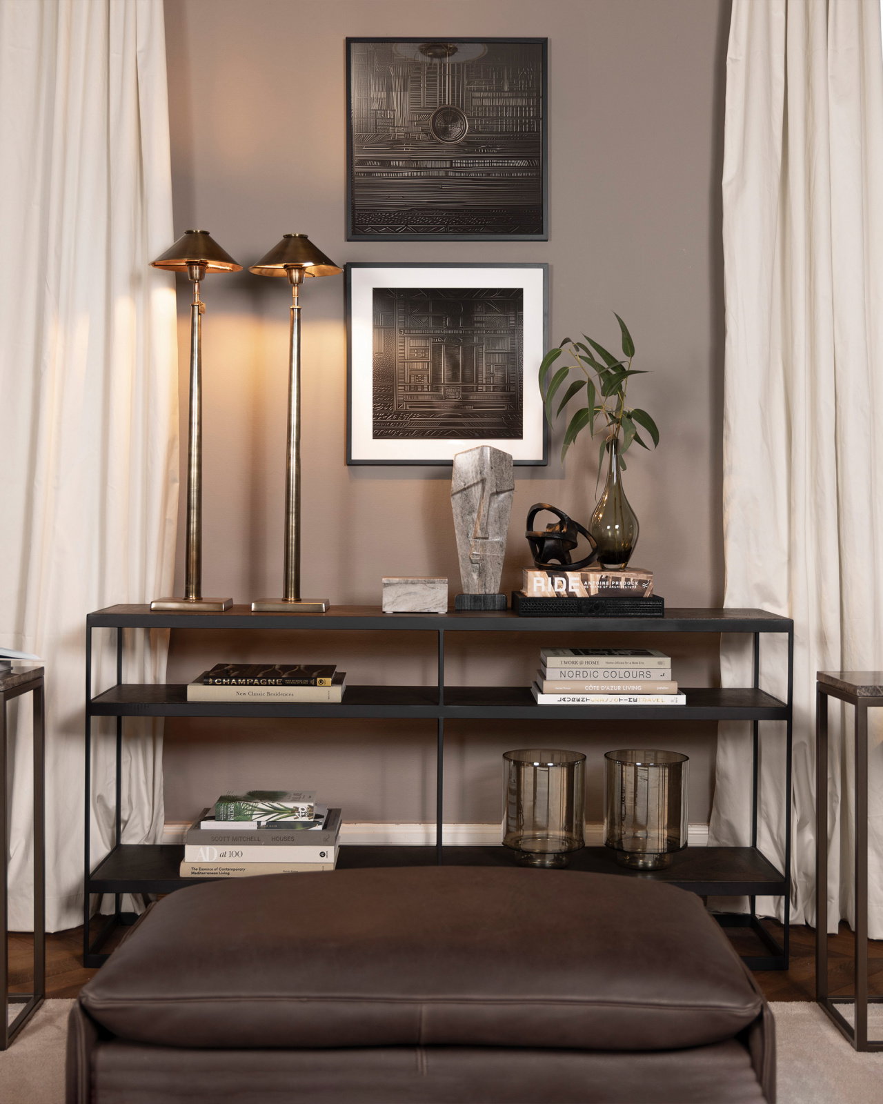 Harlem Ottoman Leather Espresso