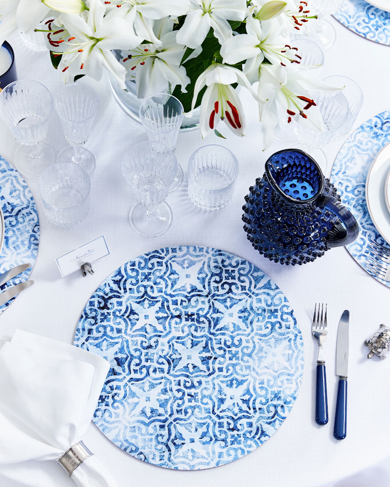 Portofino bordstabletter blå/vit 6-pack