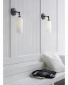 Katie Small Cylinder Sconce Bronze/White Glass