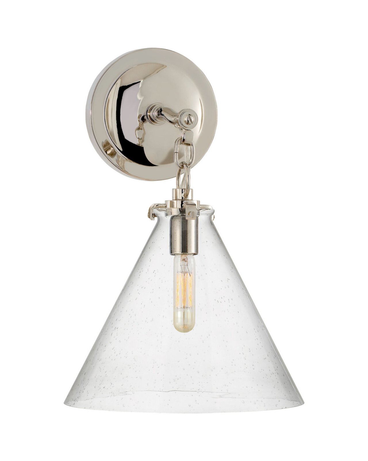 Katie Conical Sconce Polished Nickel/Seeded Glass Small
