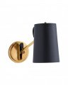Benton Single Library Sconce Natural Brass/Navy Leather