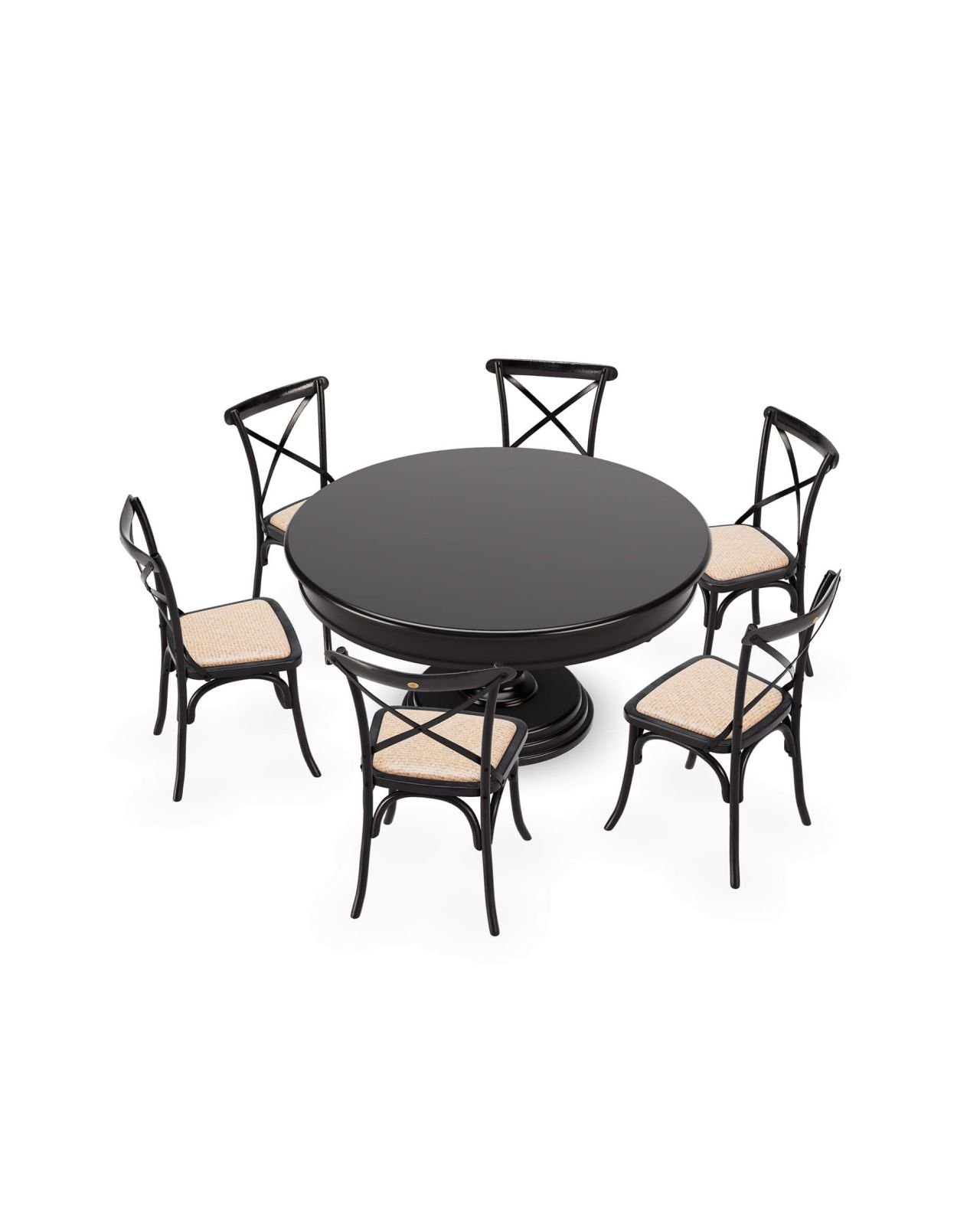Cardiff Dining Table With Cross Dining Chair Black