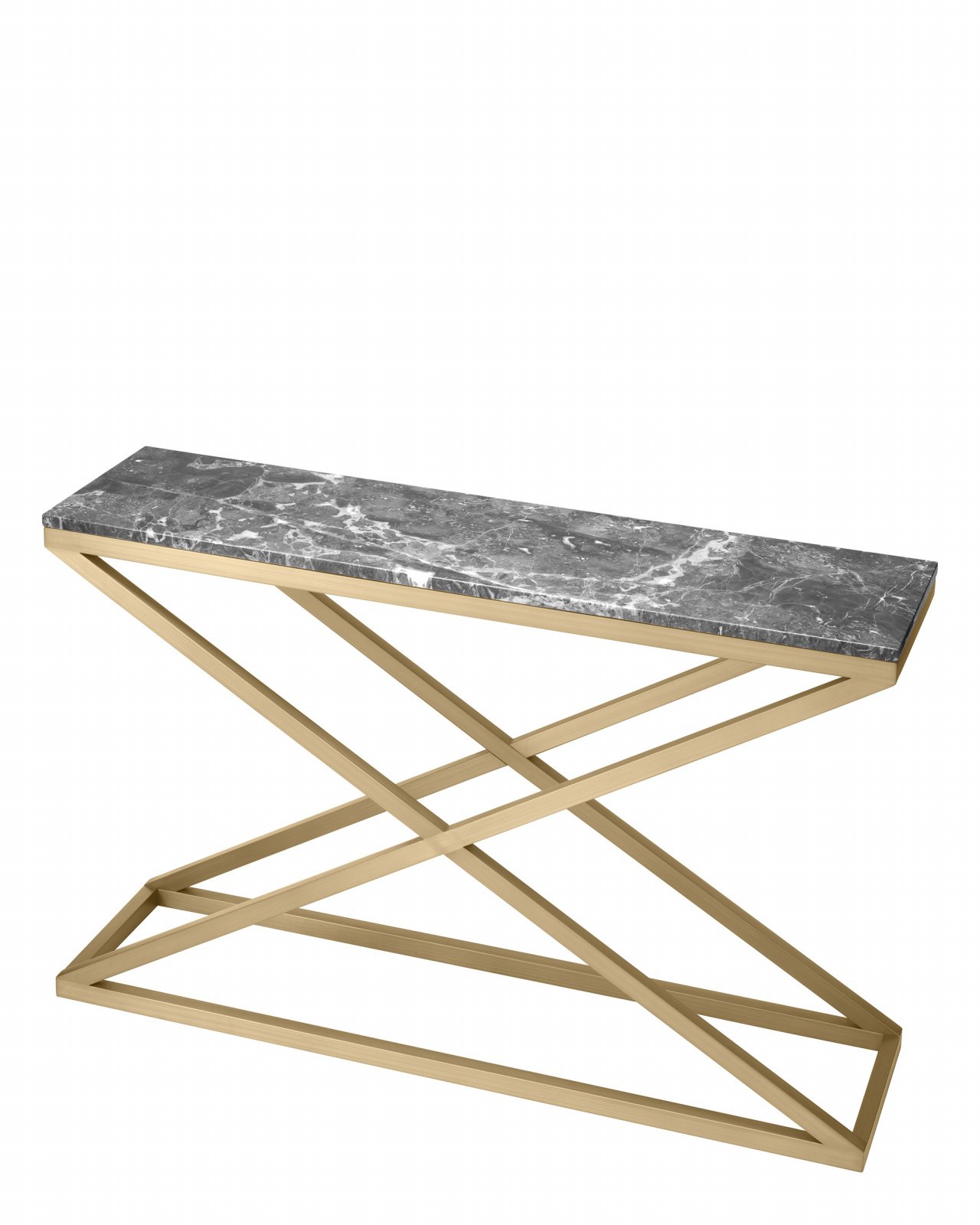 Criss Cross Console Table brass finish