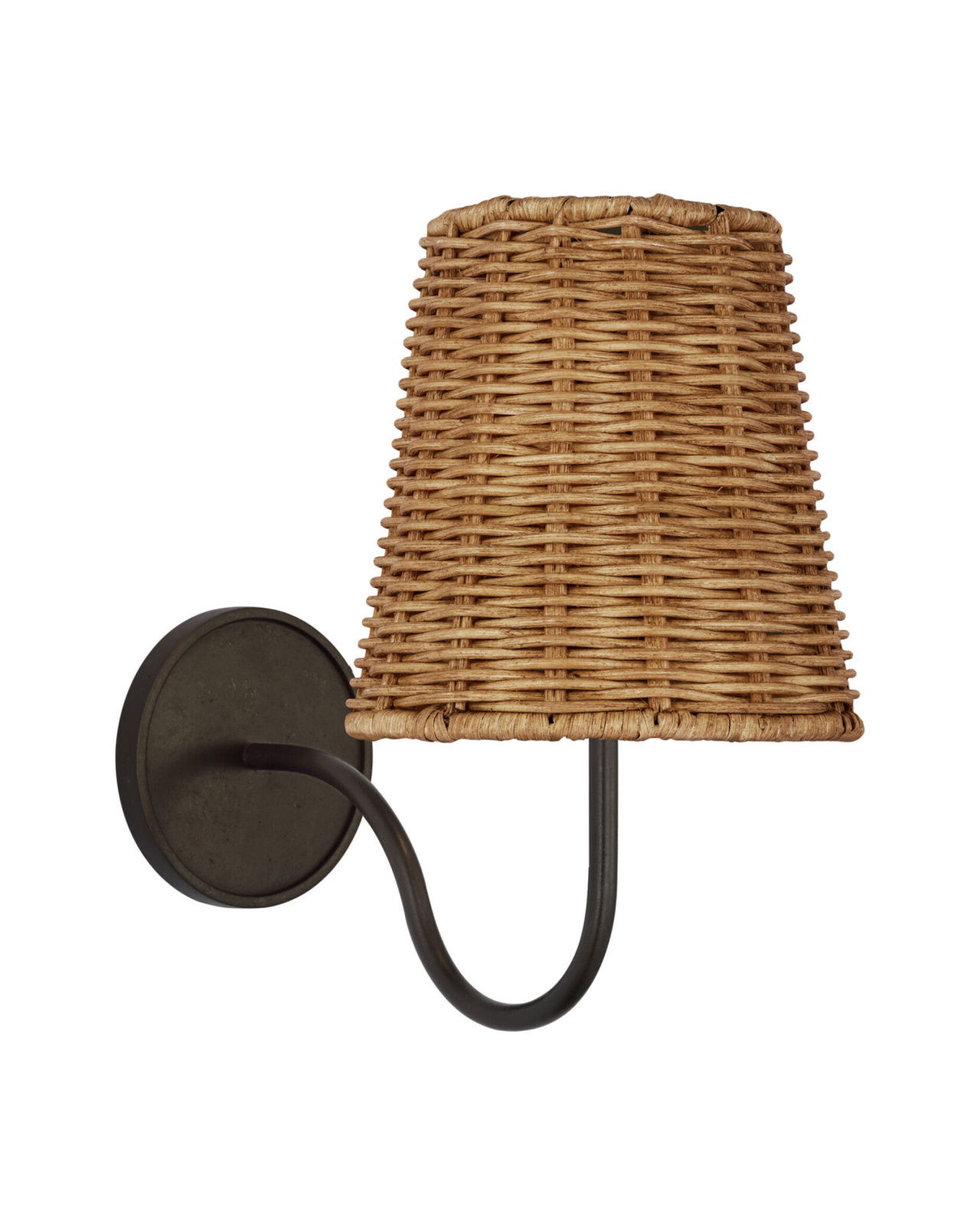 Lyndsie Small Sconce Aged Iron/Natural Wicker Shade