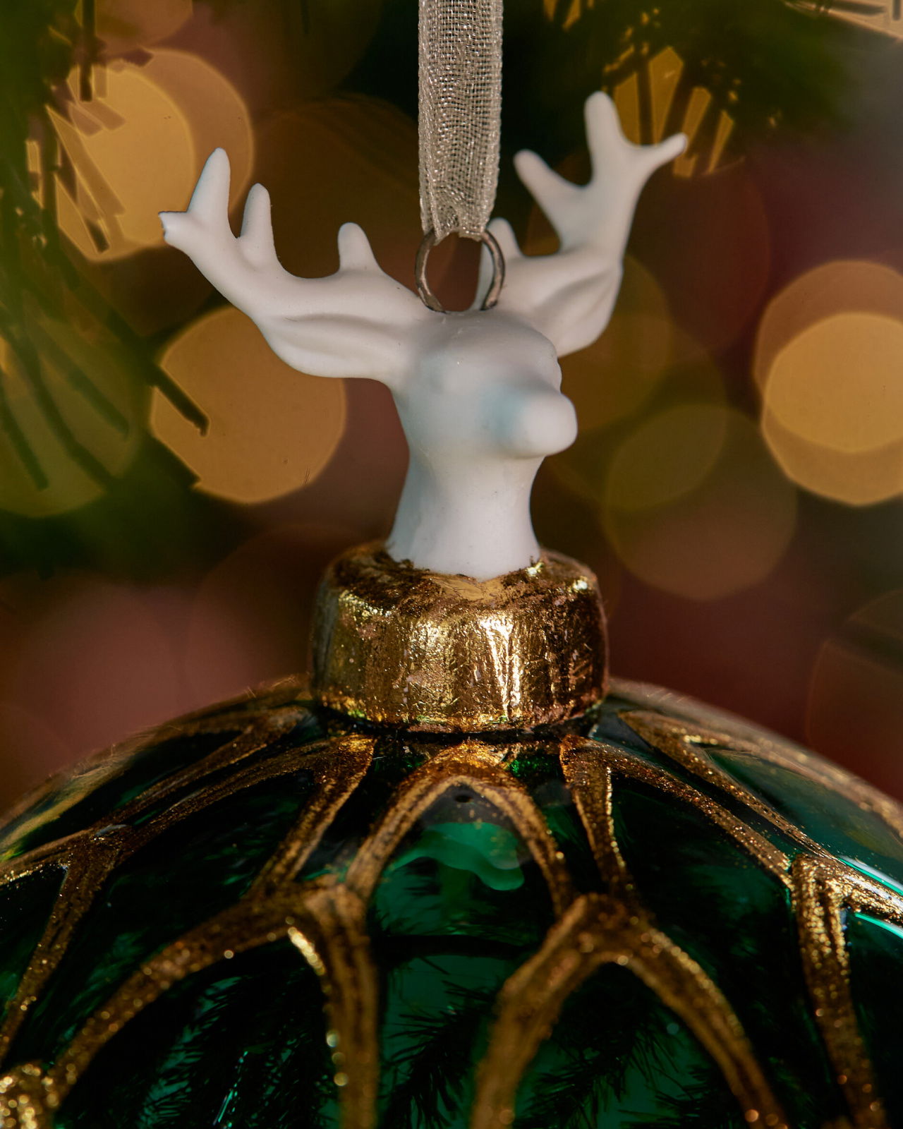 Garden Deer kerstbal groen 10 cm