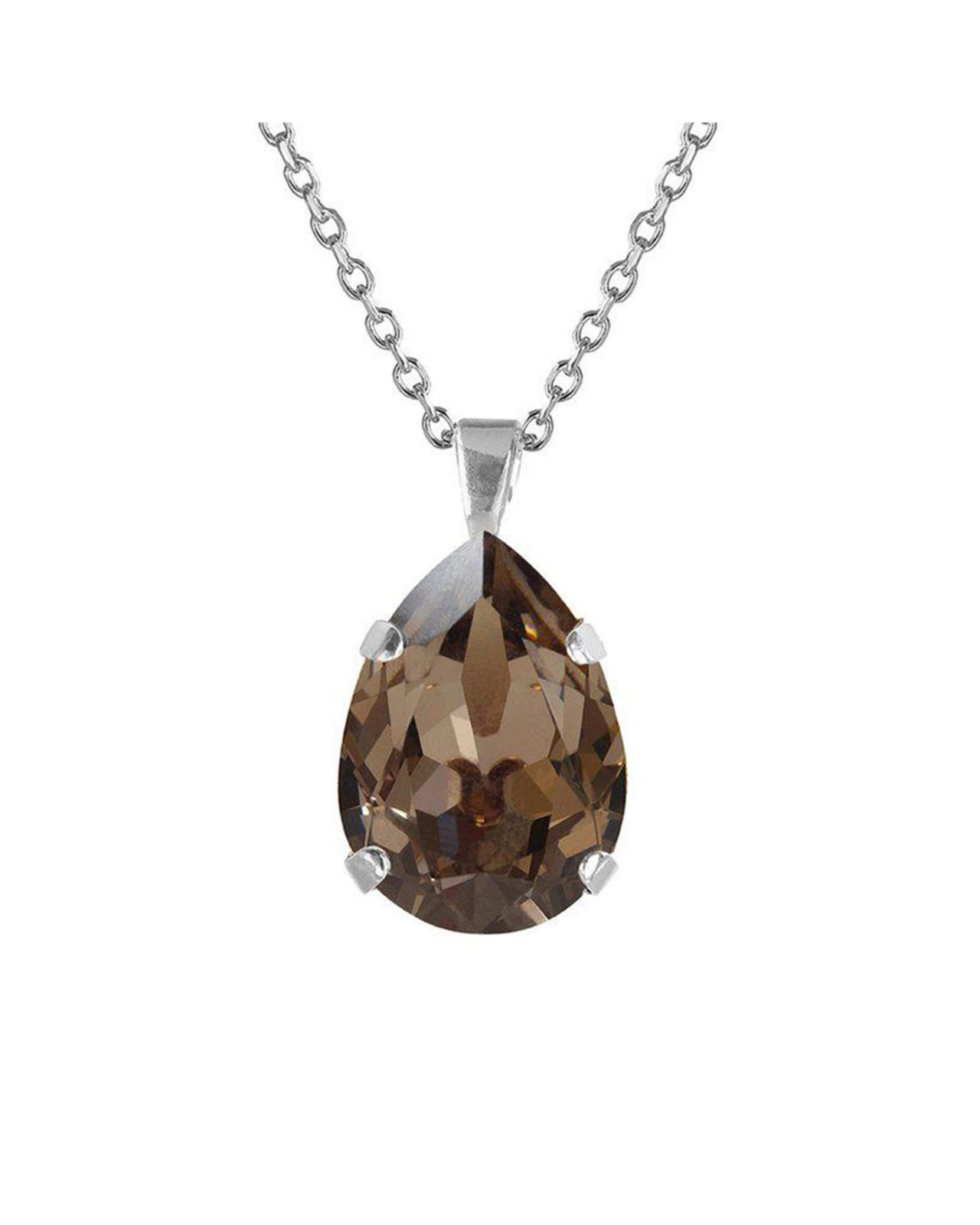 Classic Drop Necklace Greige Rhodium