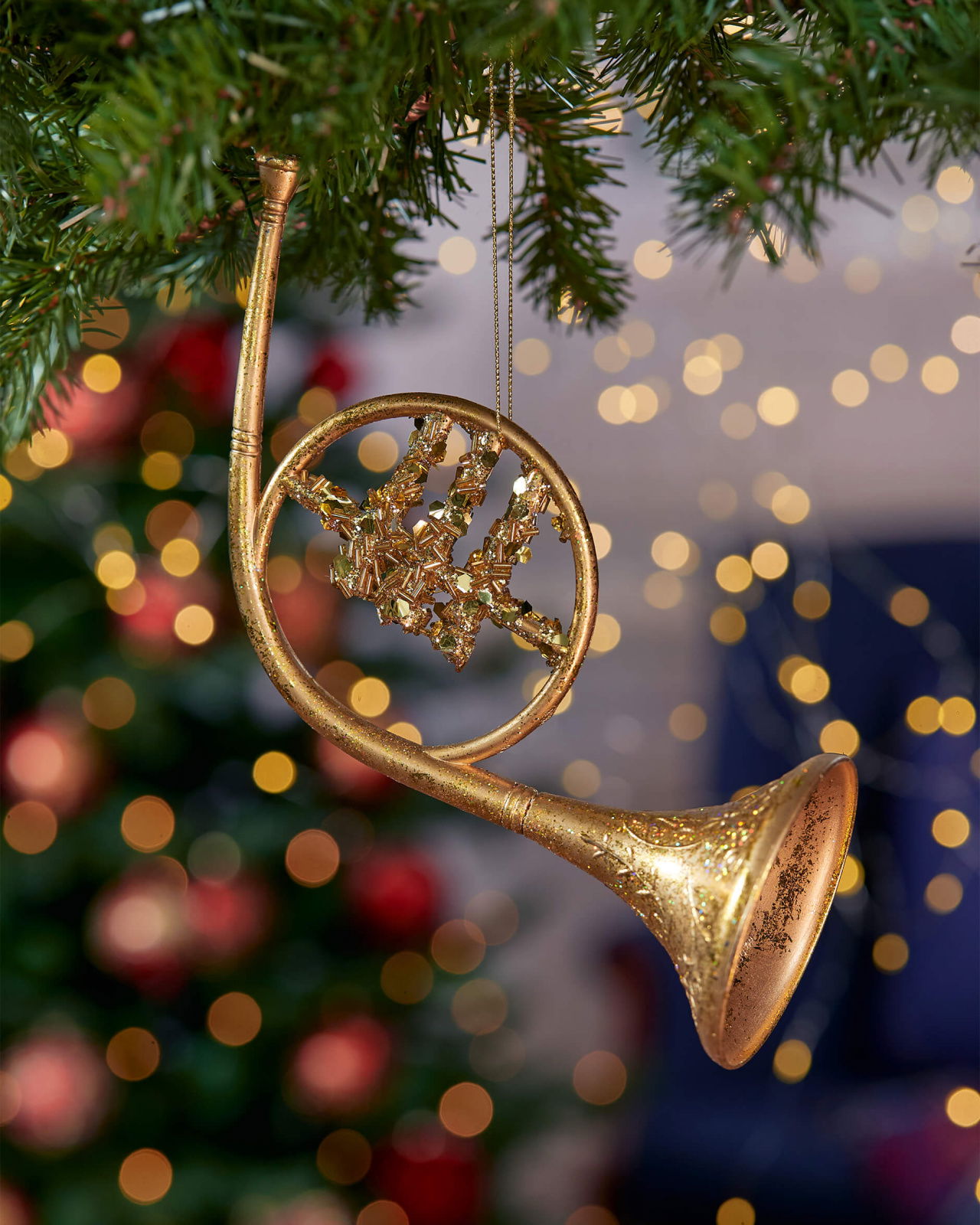 Harvey french horn Weihnachtsschmuck gold 24cm