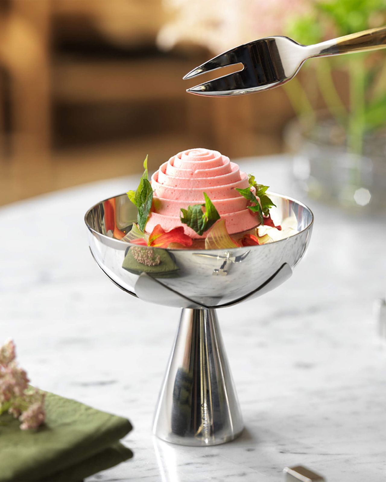 Blad serveringsskål silver