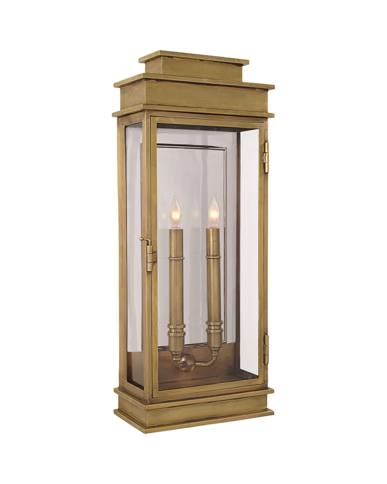 Tall Linear Lantern Antique-Burnished Brass