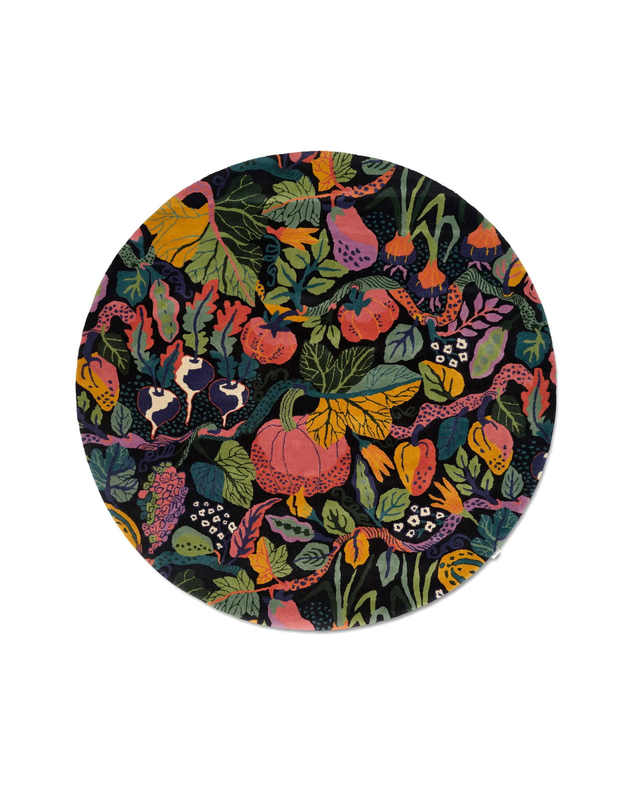 Heritage Garden round rug, charcoal