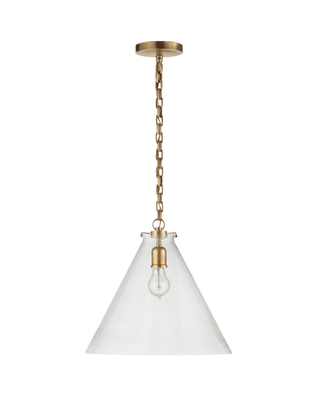 Katie Conical Pendant Antique Brass/Clear