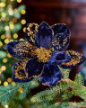 Edwina bloem kerstdecoratie blauw