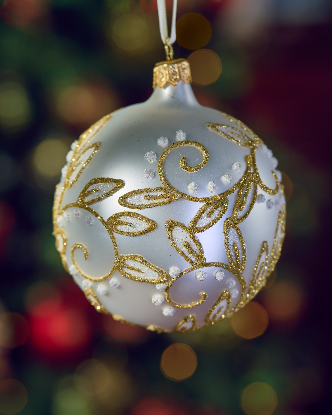 Lux Sparkling Leaves julekugle guld