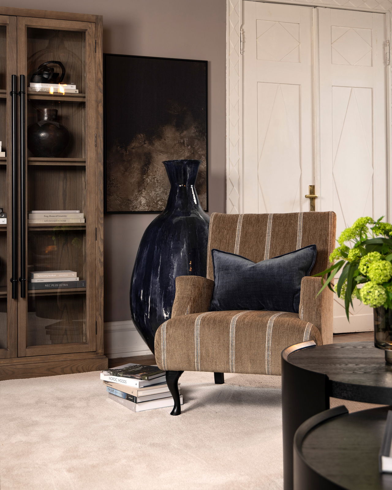 Langford fauteuil serena stripe chestnut