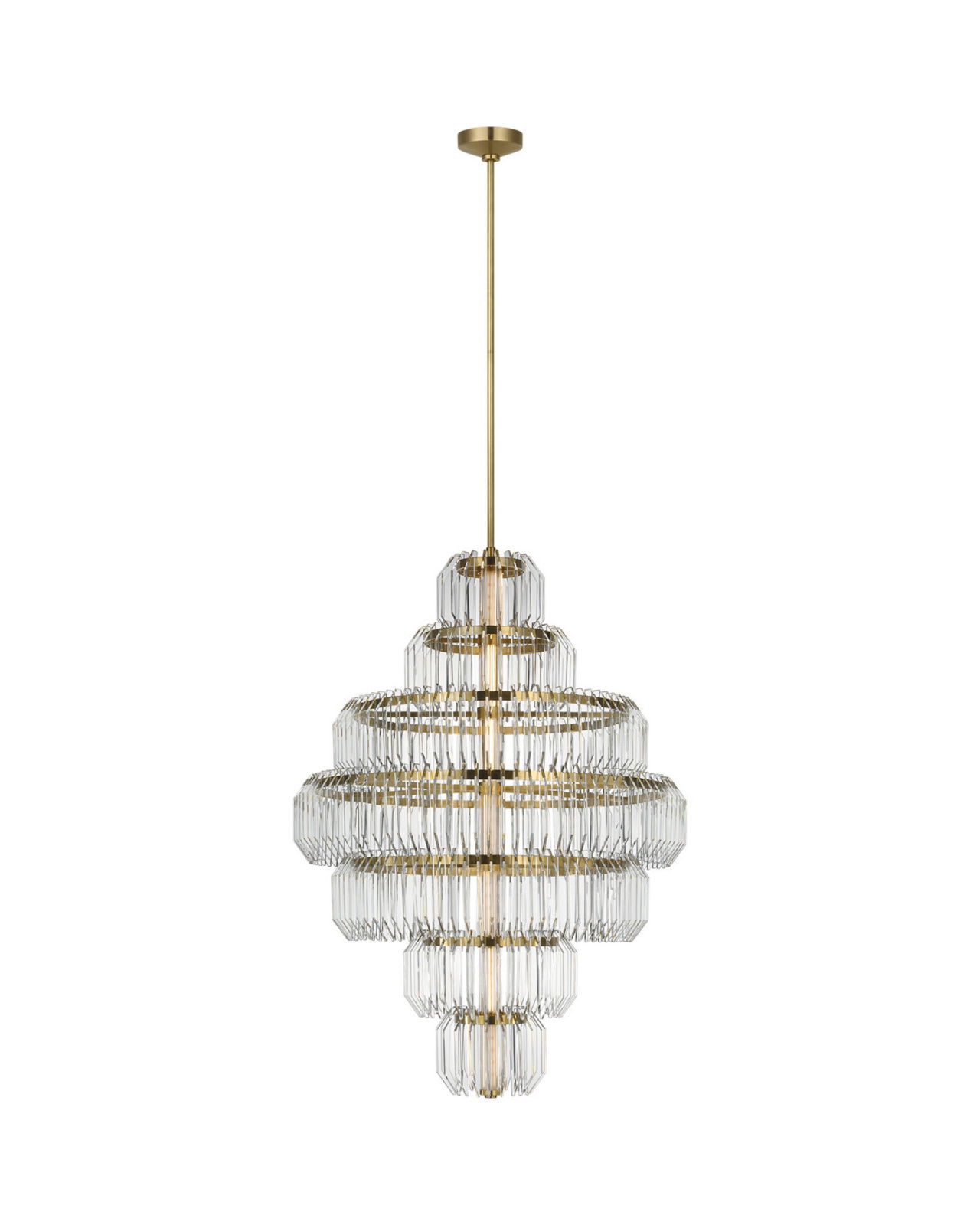 Killarney 32" Layered Chandelier Brass/Clear Crystal