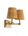 Wentworth double wall lamp brass/rattan