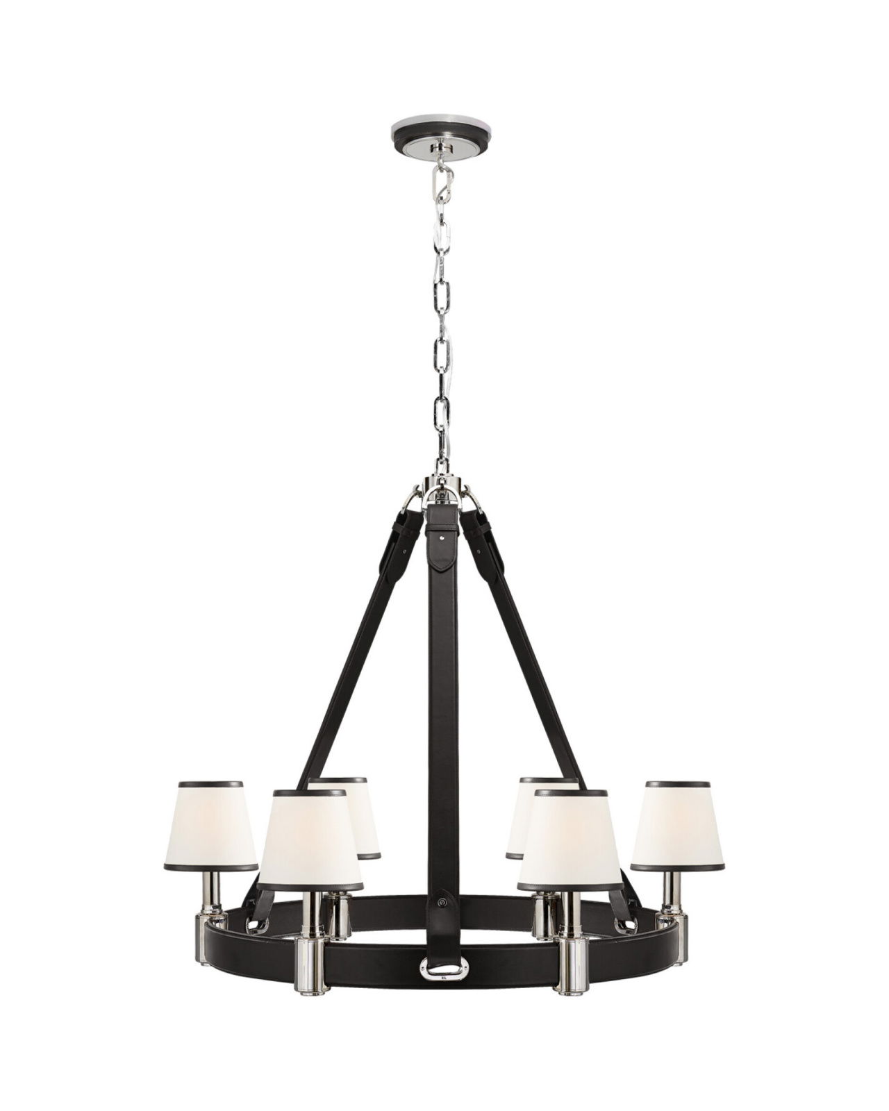 Riley Ring Chandelier Nickel/Chocolate Leather