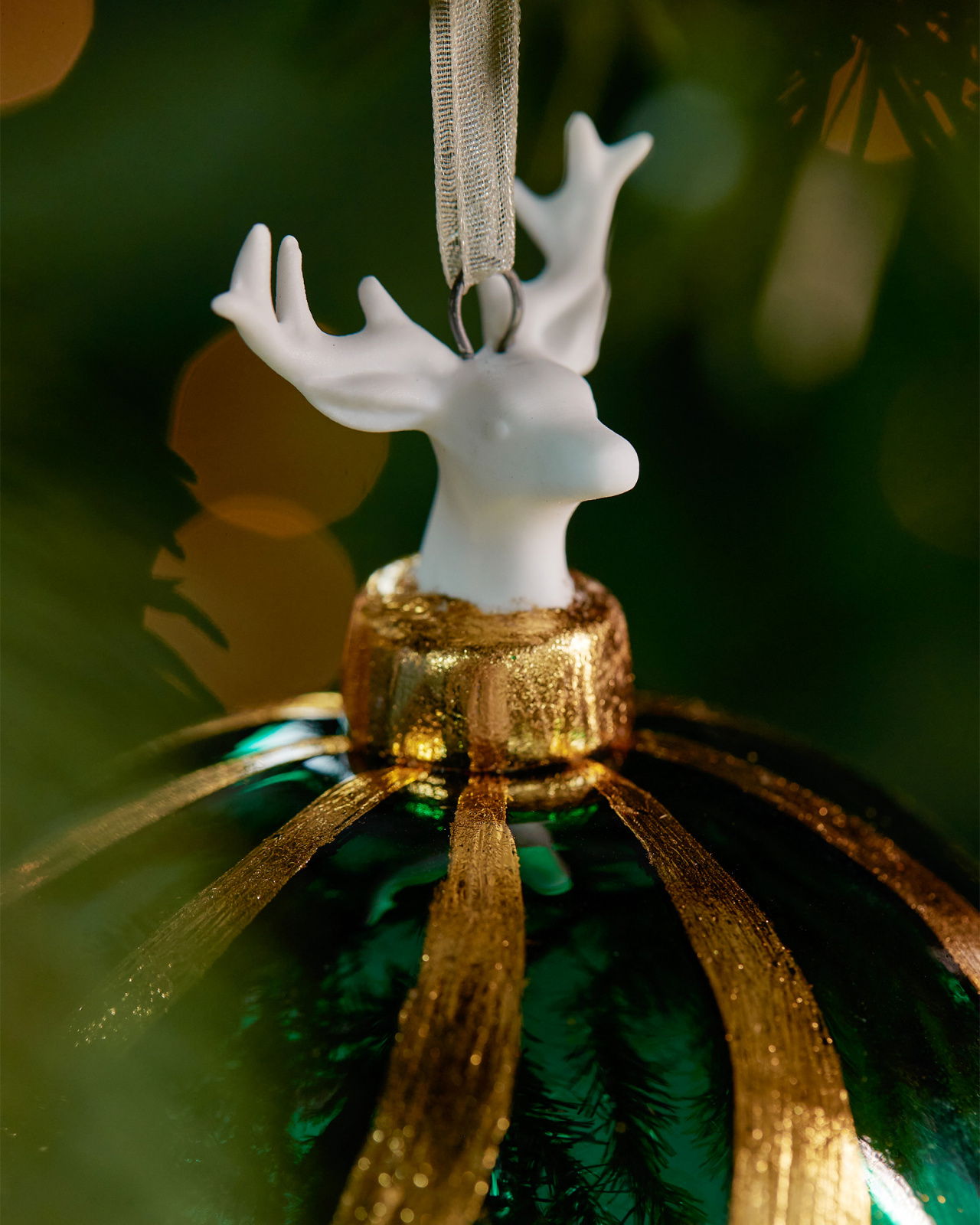 Noble Deer Bauble Green 10cm