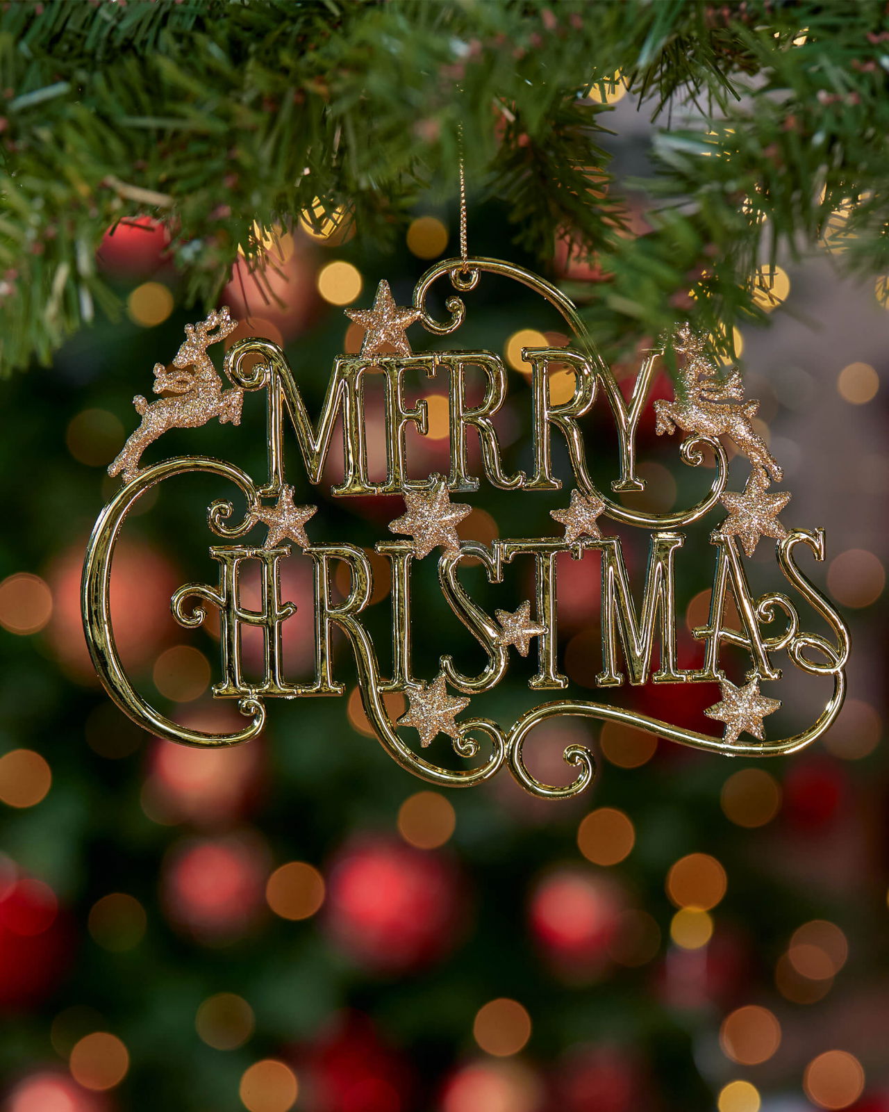 Merry Christmas julgransdekoration guld 13cm