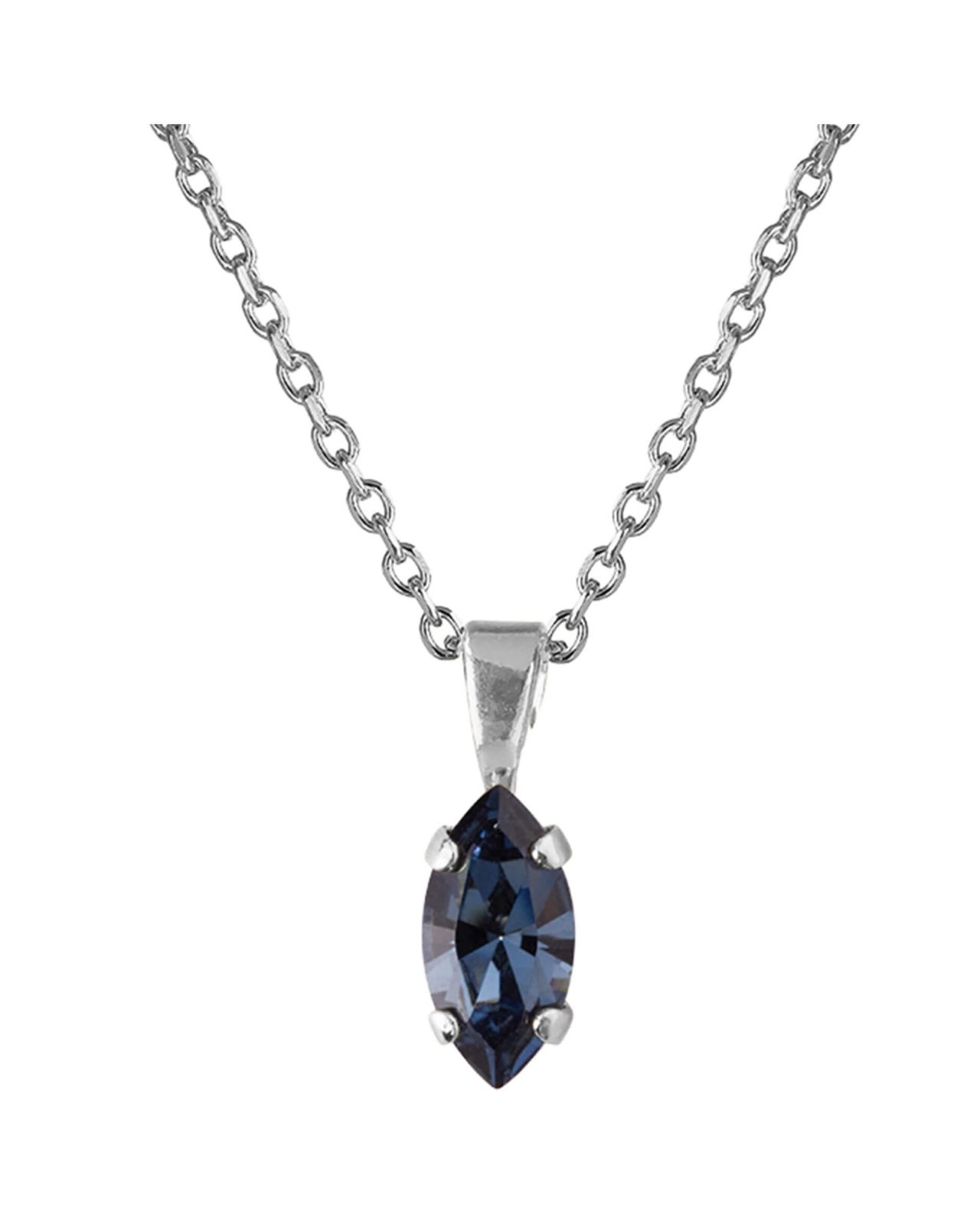 Petite Navette Necklace Denim Blue Rhodium