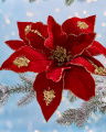 Curie bloem kerstdecoratie rood